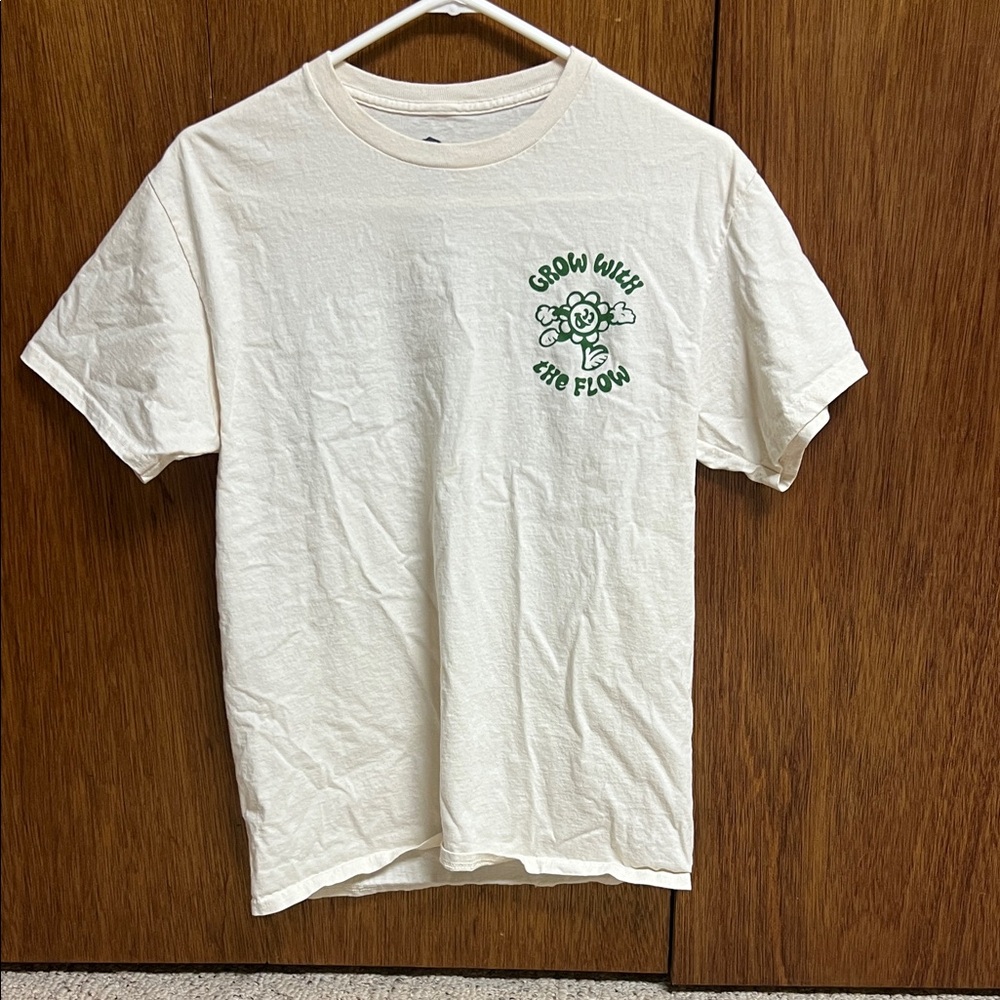 White Graphic Tee with Green Print